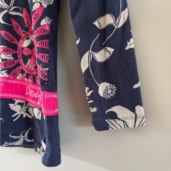 Desigual Navy and Pink Floral Long Sleeve Tee - Picture 4 of 5